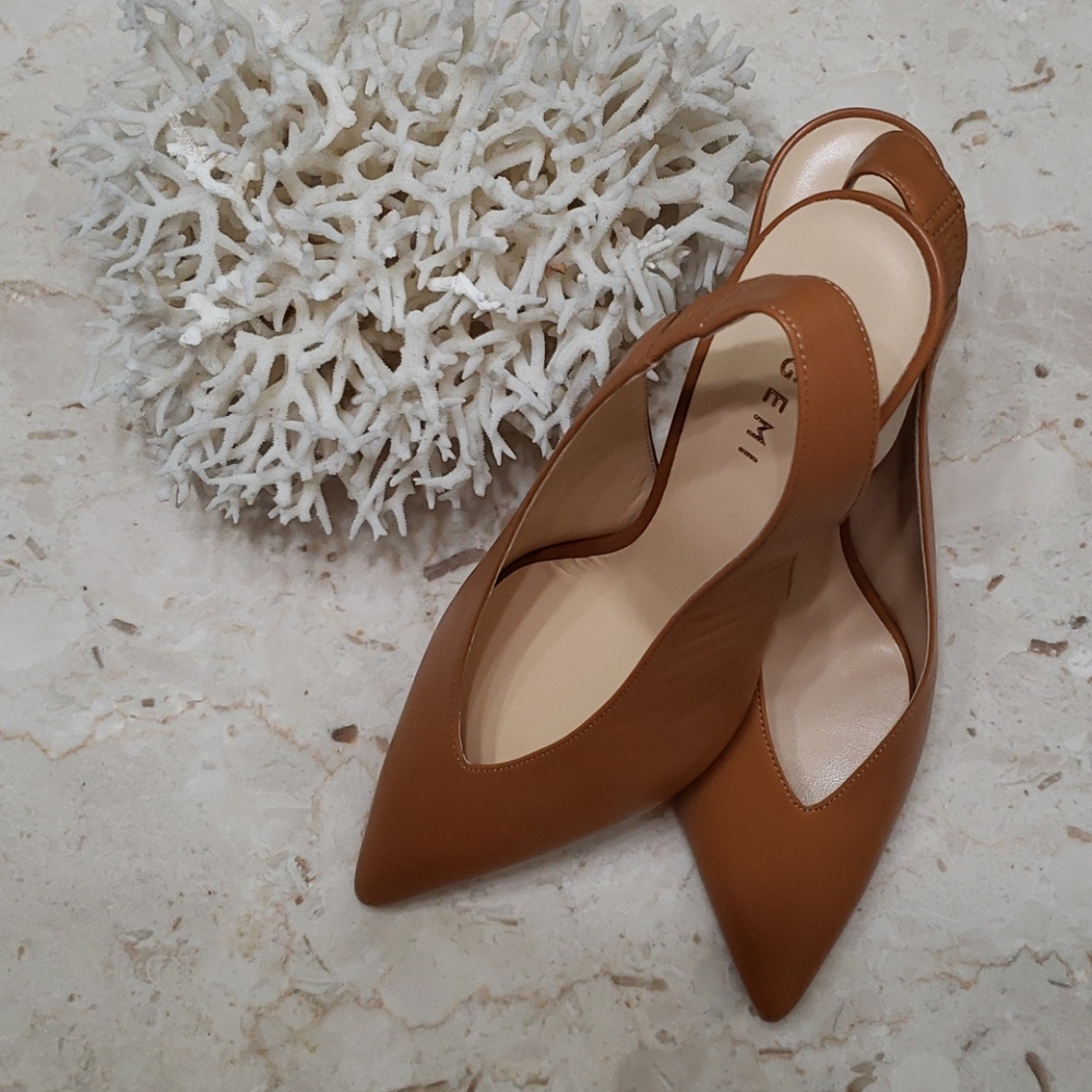 M.GEMI The Atto luggage Leather sling back heels